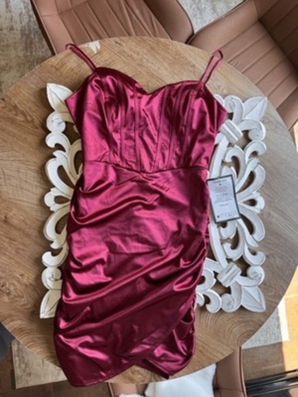 NWT Emerald Sundae Maroon Semi Formal Dress Silky Satin Like Material Size XXL